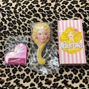 1989 BARBIE Avon I’m Into Barbie 💕 Hair Brush Comb Set Blonde Pink 80s Vintage